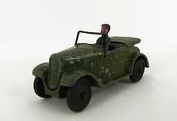 PRE WAR DINKY TOYS AUSTIN 7 ARMY STAFF CAR & DRIVER FIGURE No 152c & 150d
