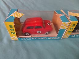 SRM SCALE RACEWAY MODELS MINI COOPER SLOT CAR SET ULTRA RARE 1/40 SCALE