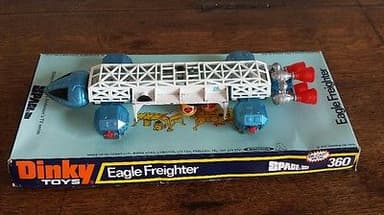 Vintage 1970s Dinky Toys Eagle Freighter 360 Space 1999 Die Cast Blue White Box