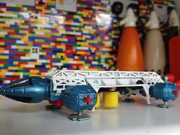 Vintage 1976 Dinky Toys Eagle Freighter 360 Space 1999 Die Cast Blue White & Box