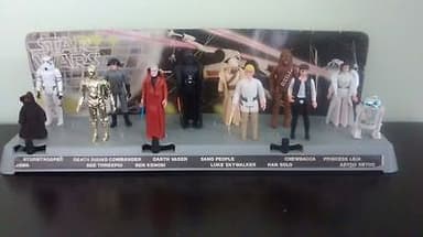 Vintage Star Wars Display Stand 1977 Mail Away First 12 Kenner figures + weapons