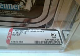 Vintage star wars kenner afa 80 r2-d2 21 back secret offer rare !