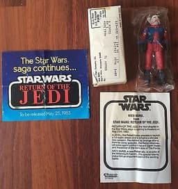 Vintage Star Wars ROTJ Nien Nunb Sealed Baggie AFA WORTHY Mailer Mail Away 1983