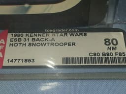 VINTAGE STAR WARS1980 KENNER ESB 31 BACK-A HOTH SNOWTROOPER AFA 80 NM