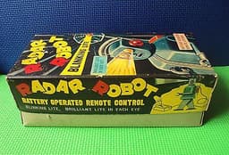 60s VINTAGE TIN RADAR ROBOT IN BOX BY NOMURA JAPAN REMOTE CONTROL TOY