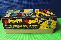 60s VINTAGE TIN RADAR ROBOT IN BOX BY NOMURA JAPAN REMOTE CONTROL TOY