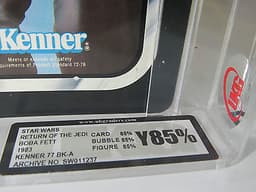 MOC 1983 Star Wars ROTJ Kenner 77 back-A BOBA FETT UKG 85 graded STRAIGHT 85\'s!!