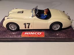 Ninco model slot car Jaguar XK-120 cream and chrome good condition original box