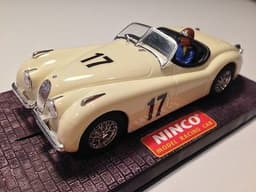 Ninco model slot car Jaguar XK-120 cream and chrome good condition original box