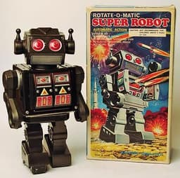 SCARCE VERSION VINTAGE HORIKAWA JAPAN ROTATEOMATIC SUPER ROBOT BATTERY OP NMIB