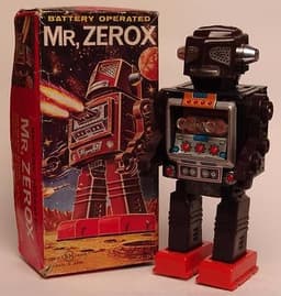 VINTAGE SH HORIKAWA JAPAN TIN MR. ZEROX ROBOT BATTERY OPERATED & ORIGINAL BOX