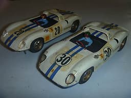 VINTAGE SLOT CAR FERRARI x2 COX REVELL MONOGRAM ?? SIM SCALEXTRIC