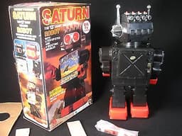 VINTAGE SPACE SATURN 13” ROBOT TOY COMPLETE with ORIGINAL BOX AND MISSILES
