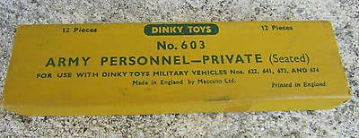 Boxed DieCast Dinky Toys Army Personnel Private 12 Pieces No 603