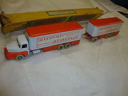 ORIGINAL RARE VINTAGE JRD DIECAST MODEL UNIC LORRY & TRAILER C/W BOX
