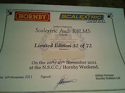 SCALEXTRIC NSCC AUDI R8LMS HORNBY WEEKEND CAR VERY RARE