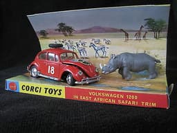 Superb CORGI #256 VW 1200 African Safari trim w/ paper inserts, MIB ~ rare find?
