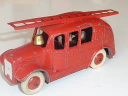 Very rare pre war Dinky 25k Streamlined fire engine with tinplate firemen.