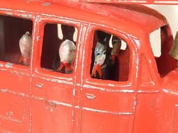 Very rare pre war Dinky 25k Streamlined fire engine with tinplate firemen.