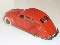 Very rare pre war Dinky 30a Chrysler Airflow in red/orange.