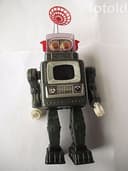 VINTAGE ALPS TELEVISION ASTRONAUT TIN TOY ROBOT battery operated MADE IN JAPAN