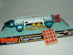 DINKY DIECAST TOYS SPACE 1999 TV SHOW EAGLE FREIGHTER No.360 + SPACE DRUMS BOXED