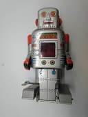 Fantastic Vintage Tin Plate Clockwork Wind Up Walking Robot with Key - c1960\'s