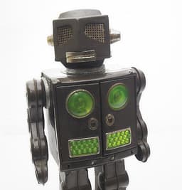 Horikawa Brown Attacking Martian Robot. Japan. Vintage Tin Working Great cond.