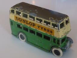 Pre war Dinky 29c Bus - Dunlop ads and cast-in stairs,