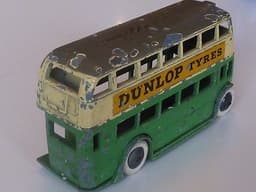 Pre war Dinky 29c Bus - Dunlop ads and cast-in stairs,