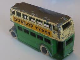 Pre war Dinky 29c Bus - Dunlop ads and cast-in stairs,