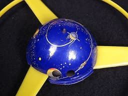 RARE VINTAGE SPACE ROCKET SHIP FLYING SATELLITE LITHO TIN TOY ROBOT KOKYU JAPAN