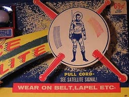 RARE VINTAGE STORE DISPLAY FRAMED SPACE SATELLITE SPACE MAN ROBOT TOY MICRO-LITE