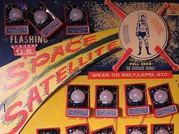 RARE VINTAGE STORE DISPLAY FRAMED SPACE SATELLITE SPACE MAN ROBOT TOY MICRO-LITE