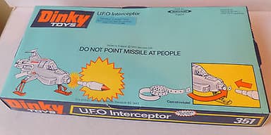 VINTAGE DINKY DIECAST No351 U.F.O INTERCEPTOR WITH ORIGINAL PACKAGING-VERY GOOD