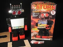 VINTAGE SPACE SATURN 13” ROBOT TOY COMPLETE with ORIGINAL BOX AND MISSILES