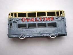 DINKY MECCANO TOYS 27 TRAMCAR GREY CREAM TOP OVALTINE DECALS PRE WAR 1930\'s