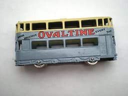 DINKY MECCANO TOYS 27 TRAMCAR GREY CREAM TOP OVALTINE DECALS PRE WAR 1930\'s