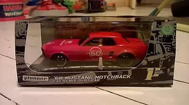PIONEER SLOT CAR. NEW J-CODE MUSTANG NOTCHBACK RED 50 YEARS PROTOTYPE A. 1 of 6.