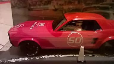 PIONEER SLOT CAR. NEW J-CODE MUSTANG NOTCHBACK RED 50 YEARS PROTOTYPE A. 1 of 6.