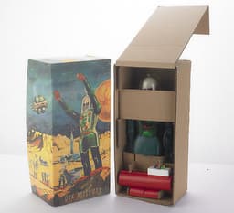 Vintage Dux Astroman Robot with excellent replica box. Not Japan.
