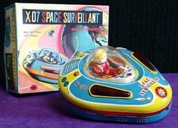 VINTAGE MODERN TOYS JAPAN SPACE SURVEILLANT SURVEY ROBOT SPACE SHIP X-07 NMIB