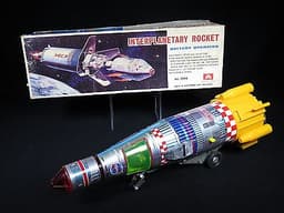 VINTAGE NOMURA NASA INTERPLANETARY JET ROCKET SHIP TIN B/O SPACE ROBOT TOY BOXED