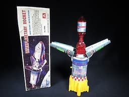 VINTAGE NOMURA NASA INTERPLANETARY JET ROCKET SHIP TIN B/O SPACE ROBOT TOY BOXED