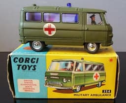 1964-CORGI~MIB~COMMER MILITARY AMBULANCE VAN #354 with DRIVER
