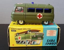1964-CORGI~MIB~COMMER MILITARY AMBULANCE VAN #354 with DRIVER
