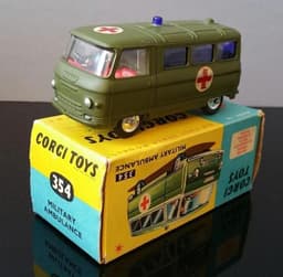 1964-CORGI~MIB~COMMER MILITARY AMBULANCE VAN #354 with DRIVER
