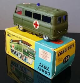 1964-CORGI~MIB~COMMER MILITARY AMBULANCE VAN #354 with DRIVER