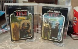 2 x Vintage Starwars ROTJ Kenner Luke Jedi And Chewbacca UKG Graded RARE