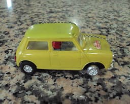 70s VINTAGE EXIN MEXICO MINI COOPER LIGHT YELLOW SCALEXTRIC SLOT F1 CAR EXINMEX